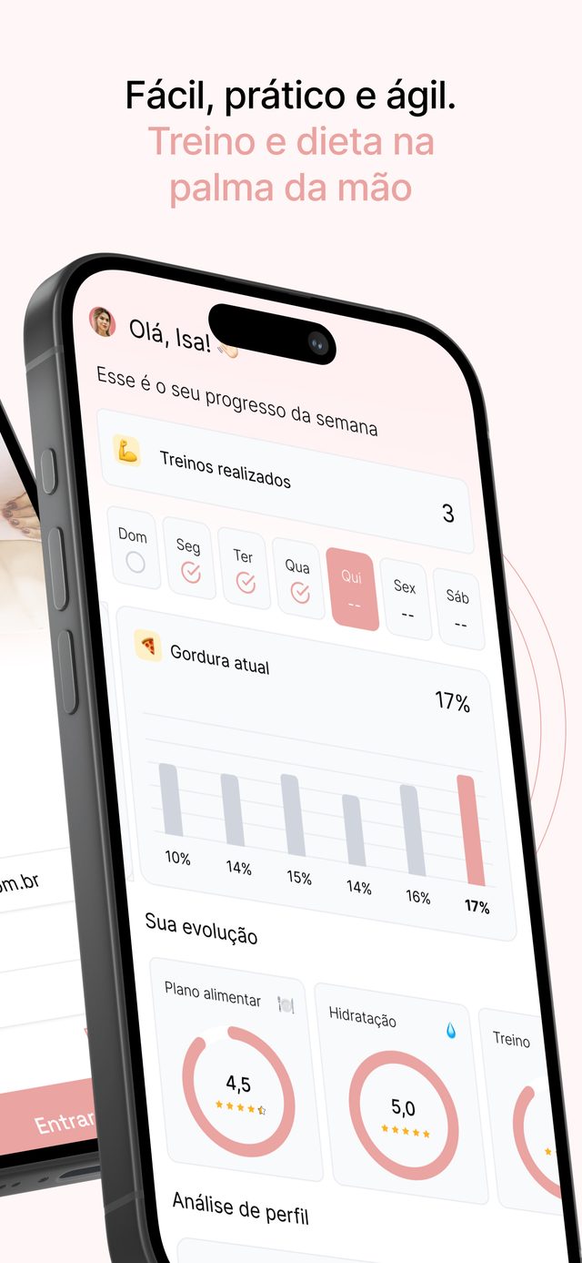 Tela do app Isa Pecini Team